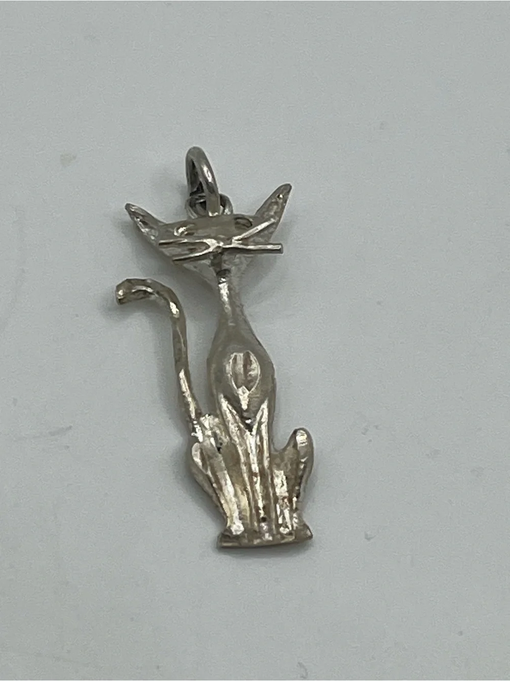 Silver Cat Pendant Charm - Women's Cat Jewelry. Siamese?